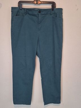 LOFT Teal Cropped Ankle Pants